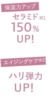 保湿力アップ セラミド150％UP！ エイジングケア ハリ弾力UP！