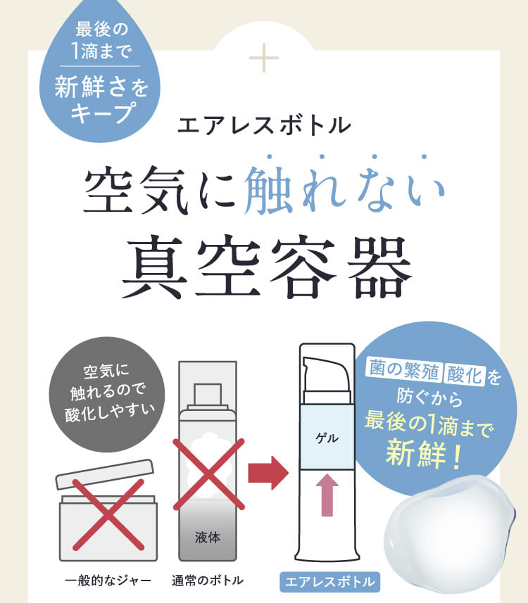 エアレスボトル 空気に触れない真空容器